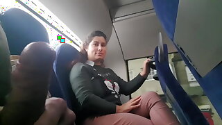 Exhibitionist seduces Milf to Suck & Jerk his Dick up Bus