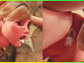 3D 人妖继母和继子操了继妹的多个洞，并在阴道和嘴里射精 - 热辣双性人动画性爱